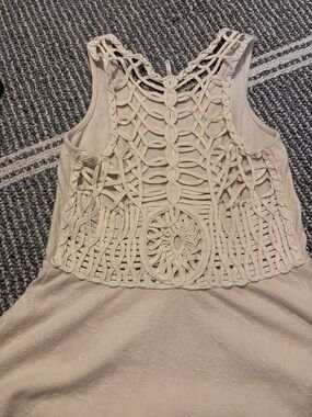 Free People Cream Textured Peplum Tank Top